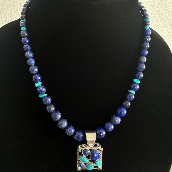 Blue Lapis and Turquoise Beaded Necklace by Jay King - Picture 3 of 8